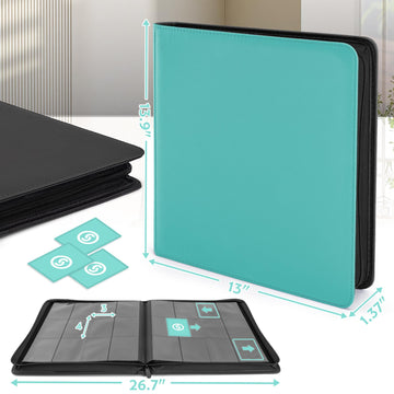 SMYV 12 Pocket Trading Card Binder enhanced PU Cover Card Binder for 720 Cards Ringless Side Loading Card Collection Album Folders for MTG TCG Game Cards & Sports Cards (Blue)