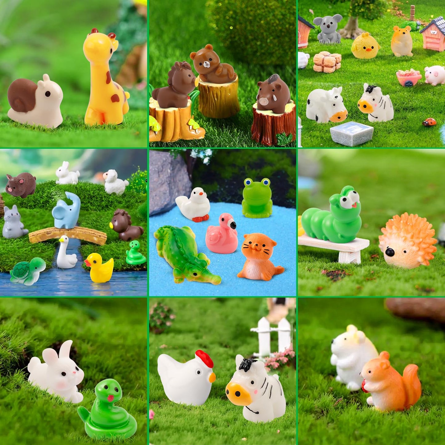 42 Pcs Mini Resin Animals 42 Styles Resin Animals Figurines Bulk for Fairy Garden Miniature Dollhouse Accessories Hide Crafts De