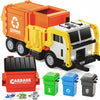 JOYIN Large Friction Powered Garbage Truck Toy Set - Orange, Includes Dumpster, Trash Bins & Learning Cards, Plastic Material
