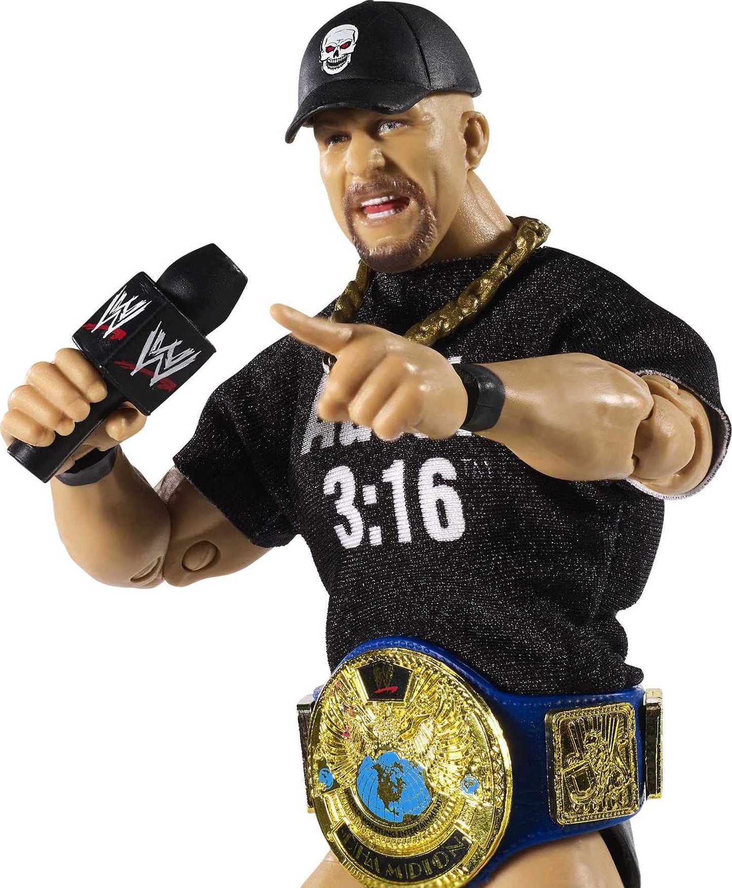 Wwe Mattel Ultimate Edition Stone Cold Steve Austin Action Figure, 6-In / 15.24-Cm, With Interchangeable Heads, Swappable Hands & Entrance Gear For Ages 8 Years Old & Up