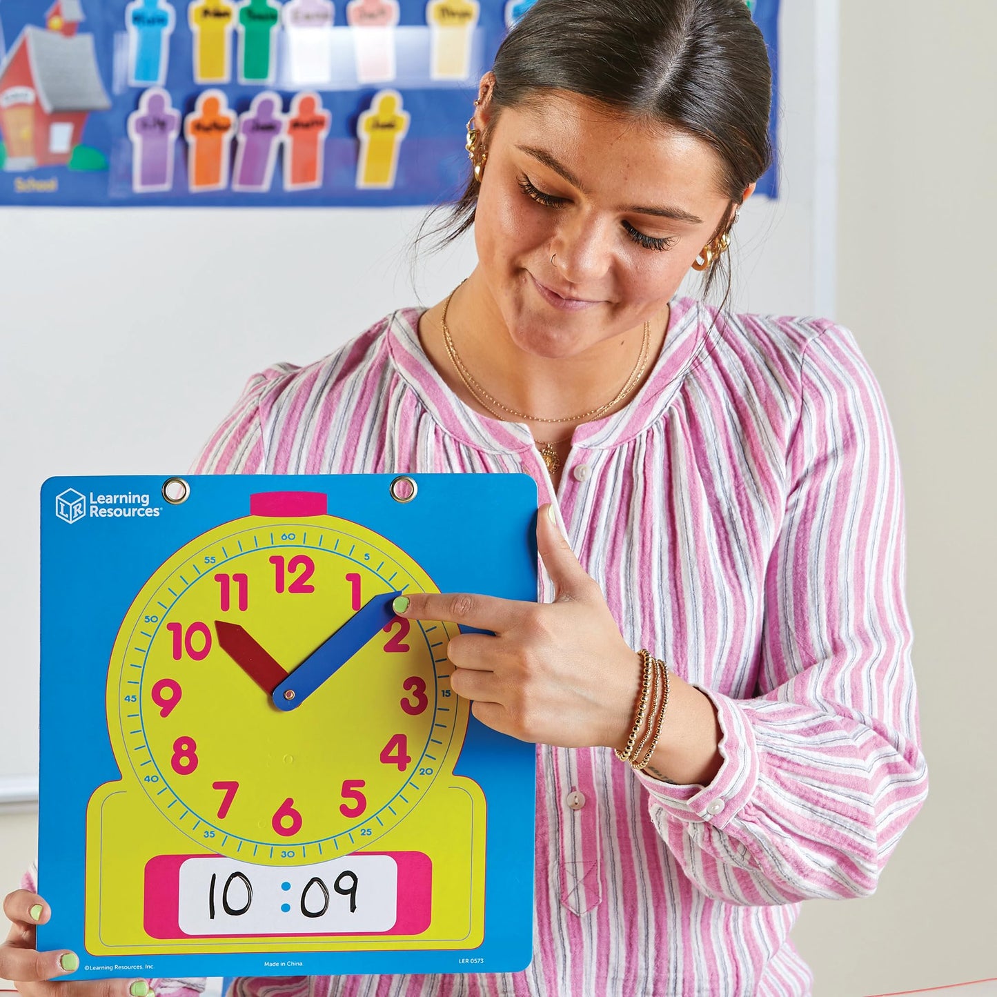 Learning Resources Write & Wipe Demonstration Clock - Paper Clocks for Teaching, First Grade Learning Games, Teaching Time Essen