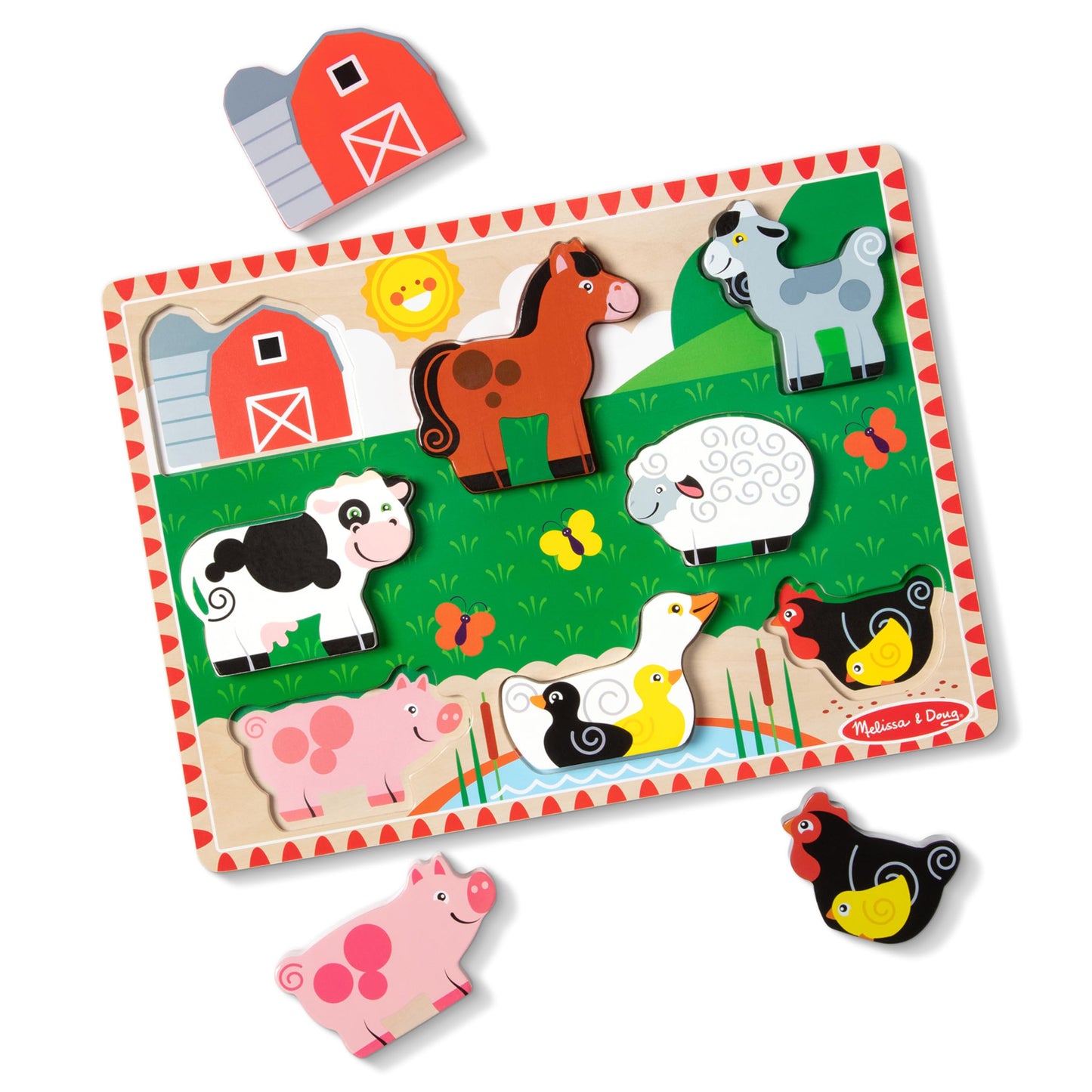 Melissa & Doug Farm Wooden Chunky Puzzle (8 Pcs) - Fsc Certified