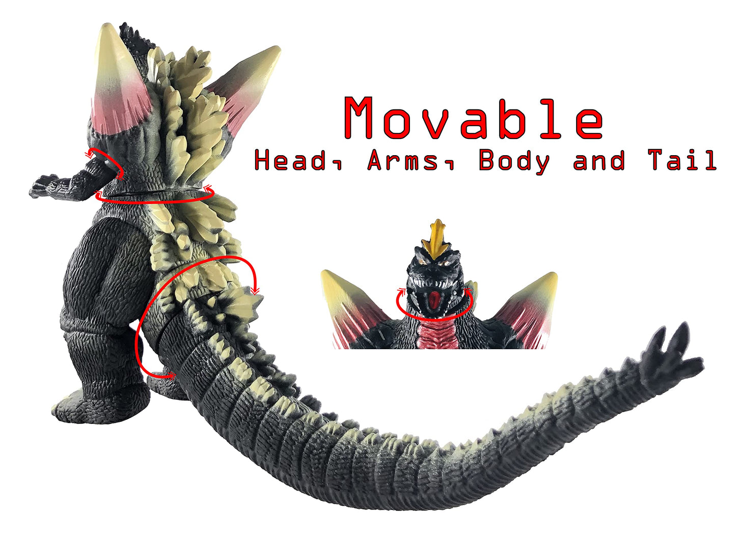 Twcare Space Godzilla Toy Action Figure, 1994 Movie Monster Series Spacegodzilla Soft Vinyl, Carry Bag