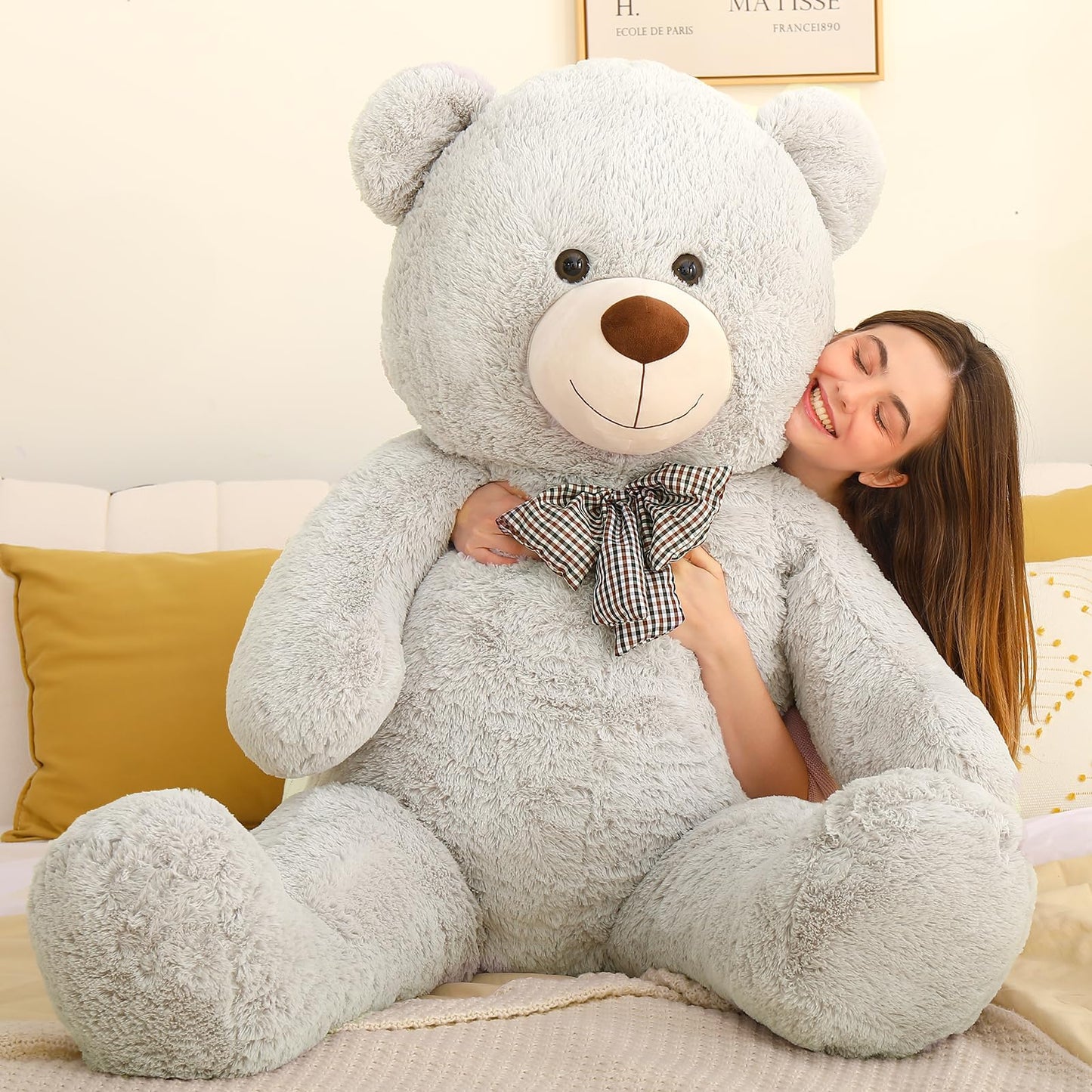 Maogolan Giant Teddy Bear Plush, Life Size Large Teddy Bear Stuffed Animal 5 Feet,Soft And Fluffy Big Teddy Bear Gift For Baby Shower,Christmas,Valentines Day,Gray, Grey