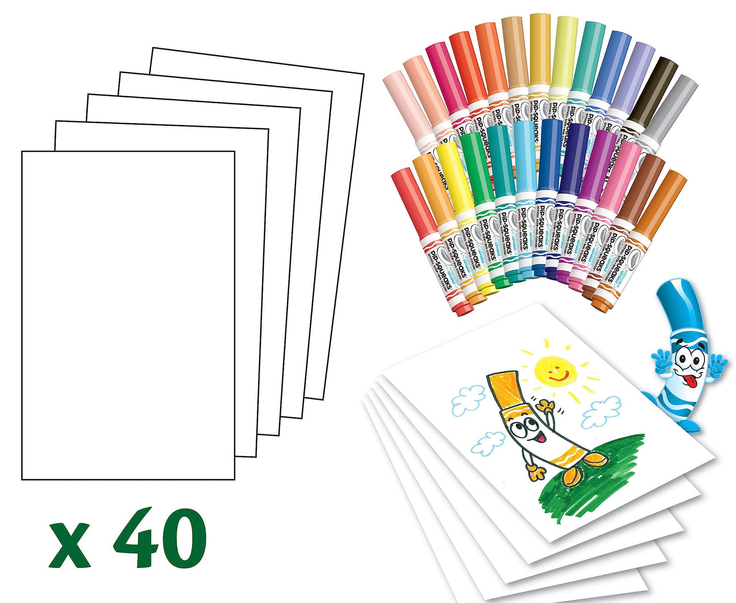 Crayola Pip Squeaks Washable Marker Set (65Ct), Coloring Set, Art Supplies For Kids, Drawing Kit, Kids Travel Activity, Easter Basket Stuffer, 4+