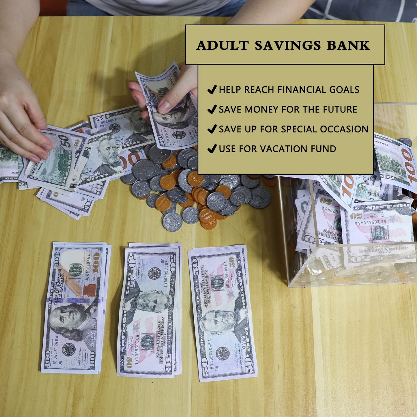 Yamahiko Clear Piggy Bank for mature-themeds Must Break to Access Savings Clear Acrylic Piggy Bank Money Tip Change Box to Help Budget and Save Unopenable Savings Coin Money Piggy Bank Jar Box for mature-themed XL