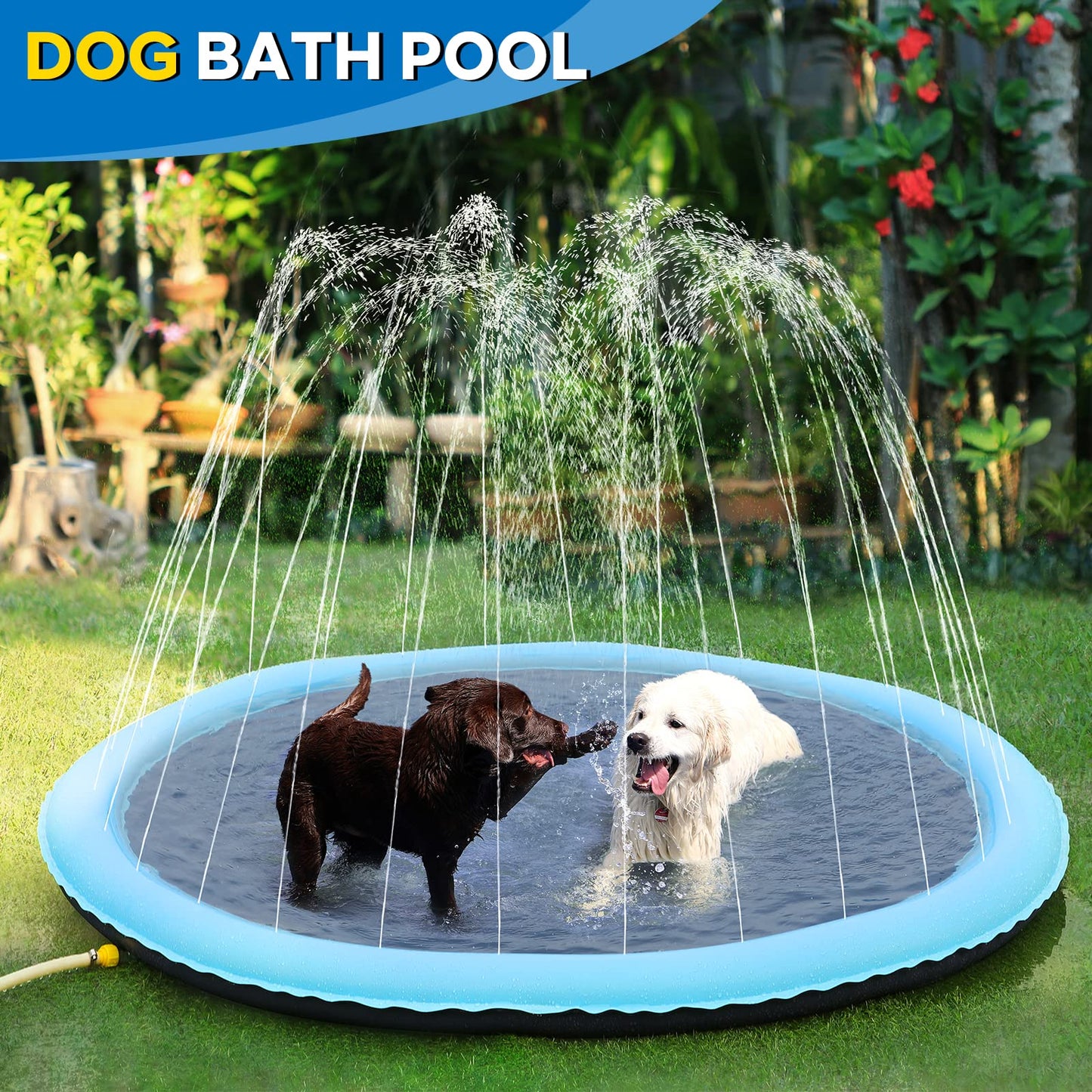 Splash Pad - Splash Pad For Dogs And Kids, Dog Splash Pad 67'', Inflatable Water Summer Pool Toys, Outdoor Play Mat For Kids & T