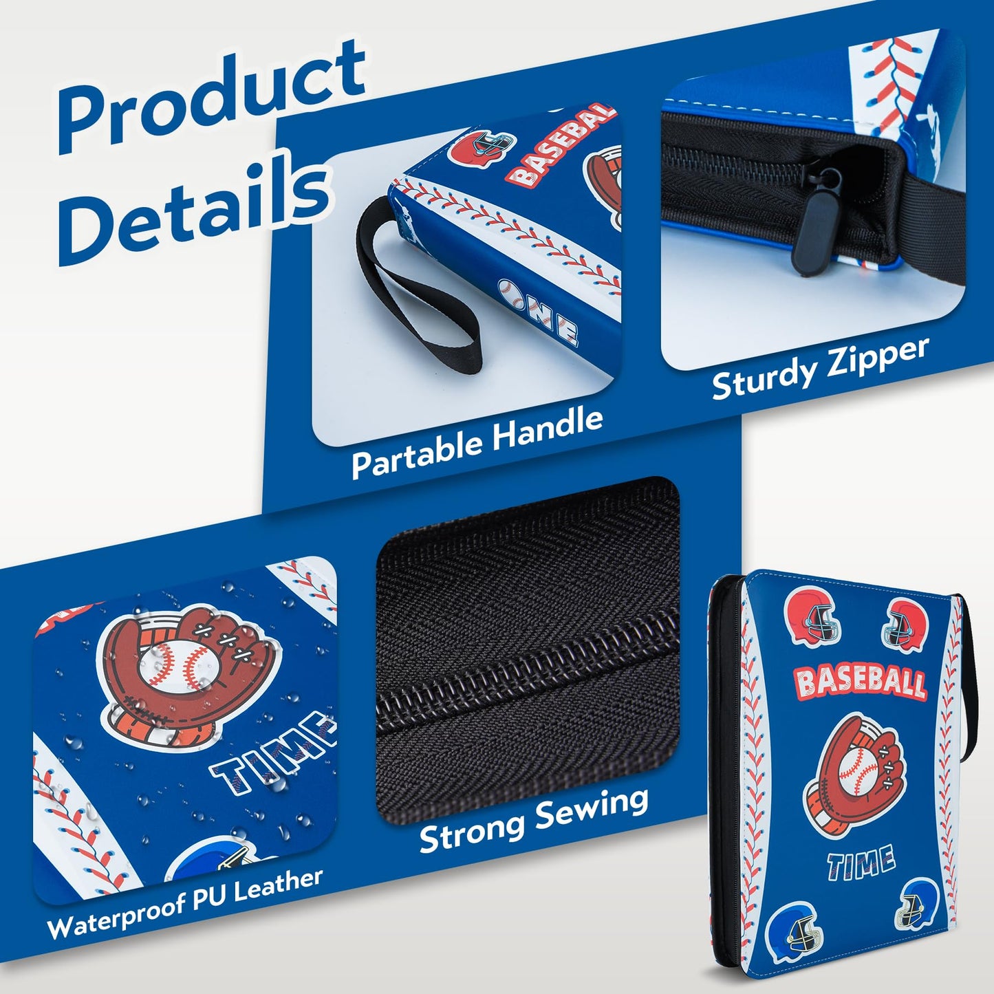 9 Pocket Card Binder for MTG/YGO/PTCG/Game Cards Holds 900 Cards enhanced Collector Card Album for Standard Cards Toys Gifts for Kids (Blue)