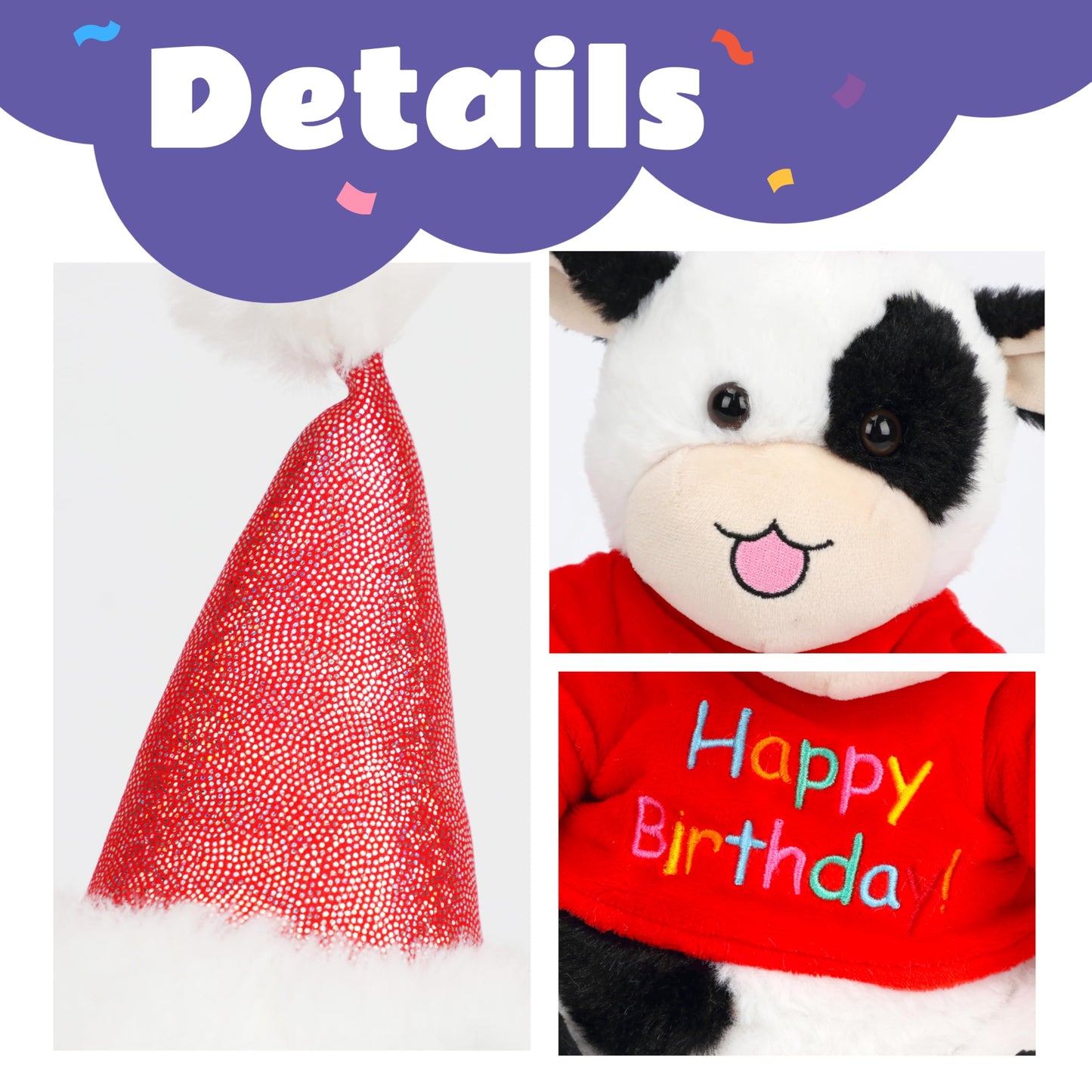 Cuteoy Happy Birthday Cow Musical Stuffed Animal Shaking Singing Dancing Plush Toy Electric Interactive Animated Plushies Gifts