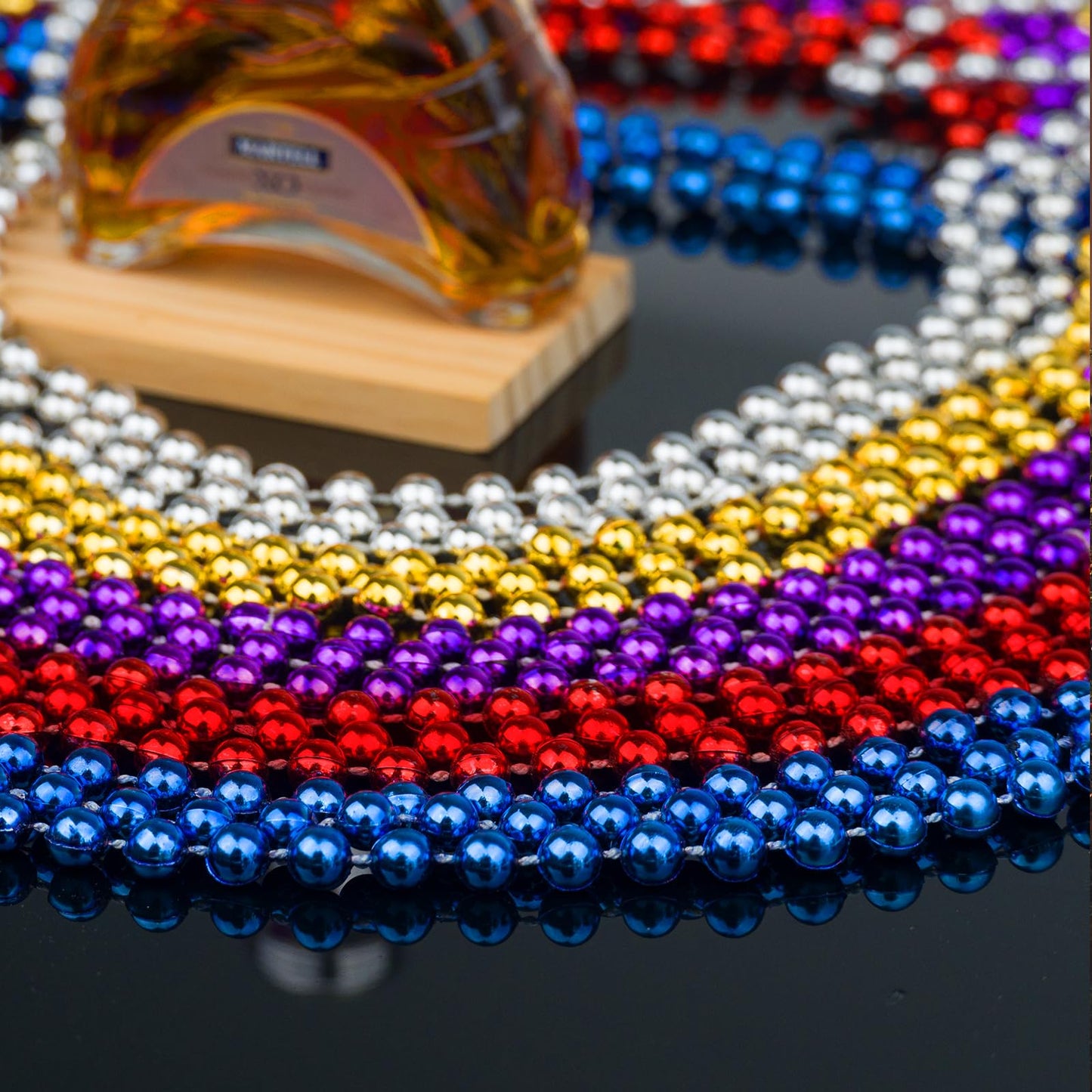 SHAOQINLIN 24 Pcs 33 Inch 7 mm Metallic Purple Bead Necklaces, Mardi Gras Beads Necklace Bulk Party Beads Necklace Round Beaded
