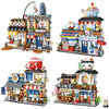 Elaicree Japanese Street View Shop Building Blocks House Toy, New 4 Models Mini Diy Building Blocks Model Moc Construction Toy, Gift For 6-12 Years Old Kid Girls And Boys