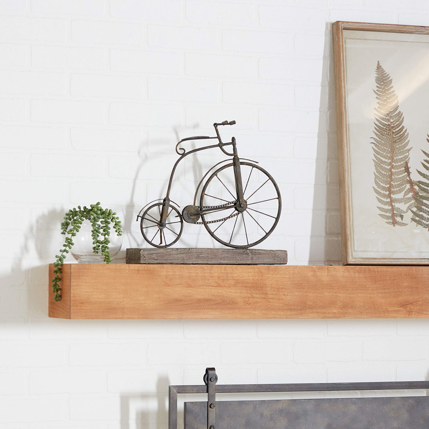 Deco 79 Metal Wood Bicycle, 16 By 14-Inch, Black