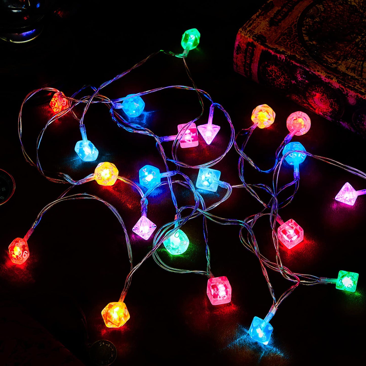 Wettarn 10 ft LED Dice String Lights Dice Lights LED Dice Light up Dice Indoor String Lights Bedroom Extendable for Indoor, Outd