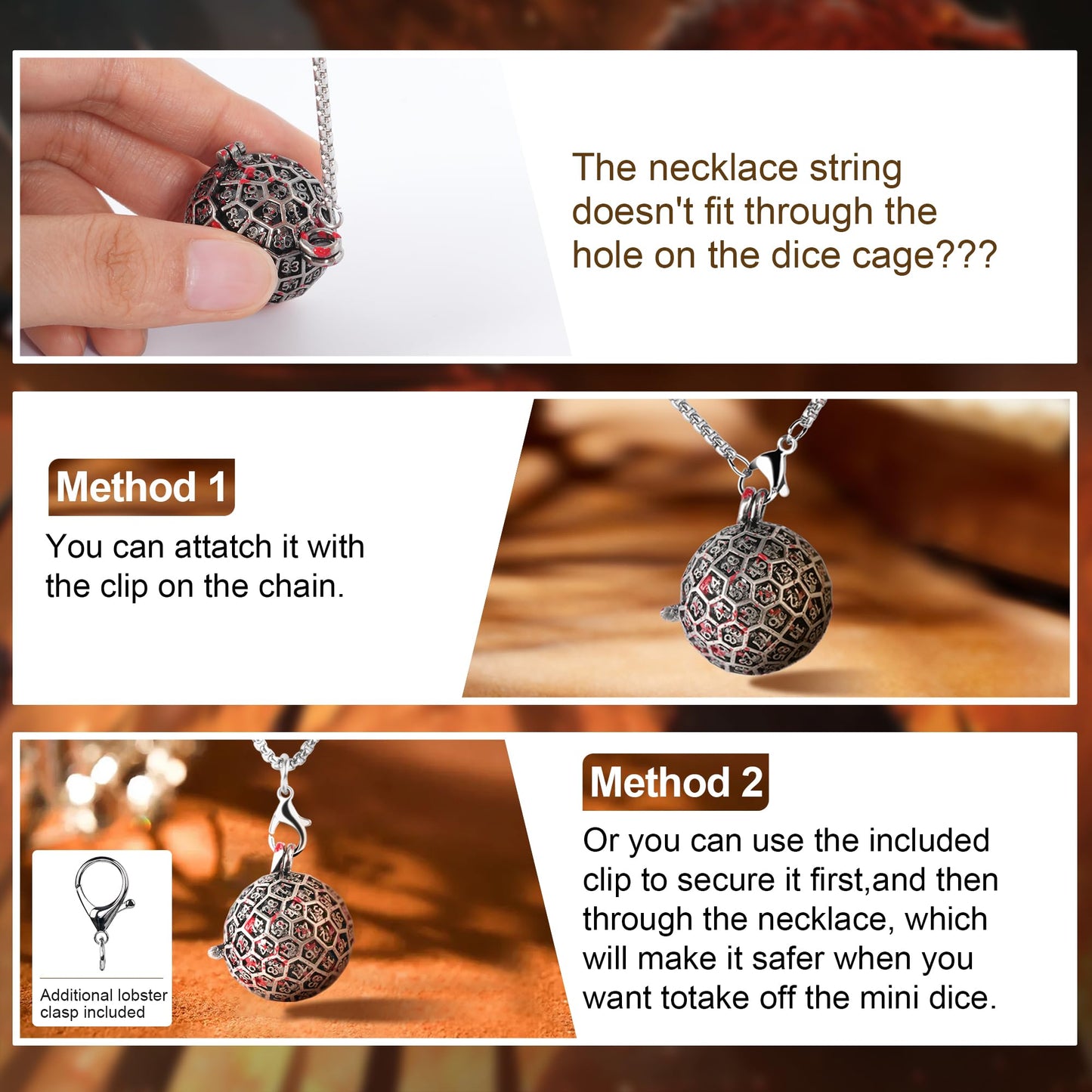 Kabinka Mini DND Dice Set, D100 Hollow Metal Dice Necklace, 7PCS Tiny D&D Dice with Keychain for Dungeons and Dragons, RPG, Port