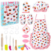 Vanmor Cute Kids Cooking And Baking Sets, 24 Pcs Kids Aprons For Girls Toddler Chef Hat Apron Dress Up Chef Costume, Little Girl