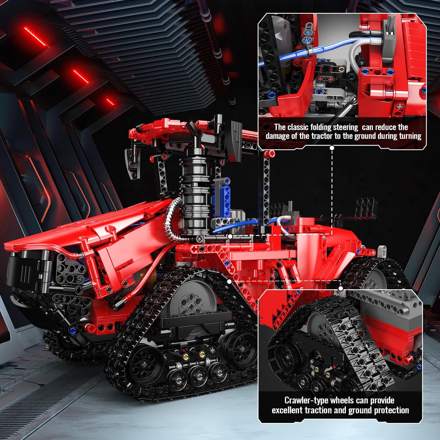 Mould King Crawler Tractor Building Toys, 1698 Pieces 4X4 Tracked Tractor Building Sets For Adults/Kids Age 8+, Construction Vehicle Model Blocks Kit Creative