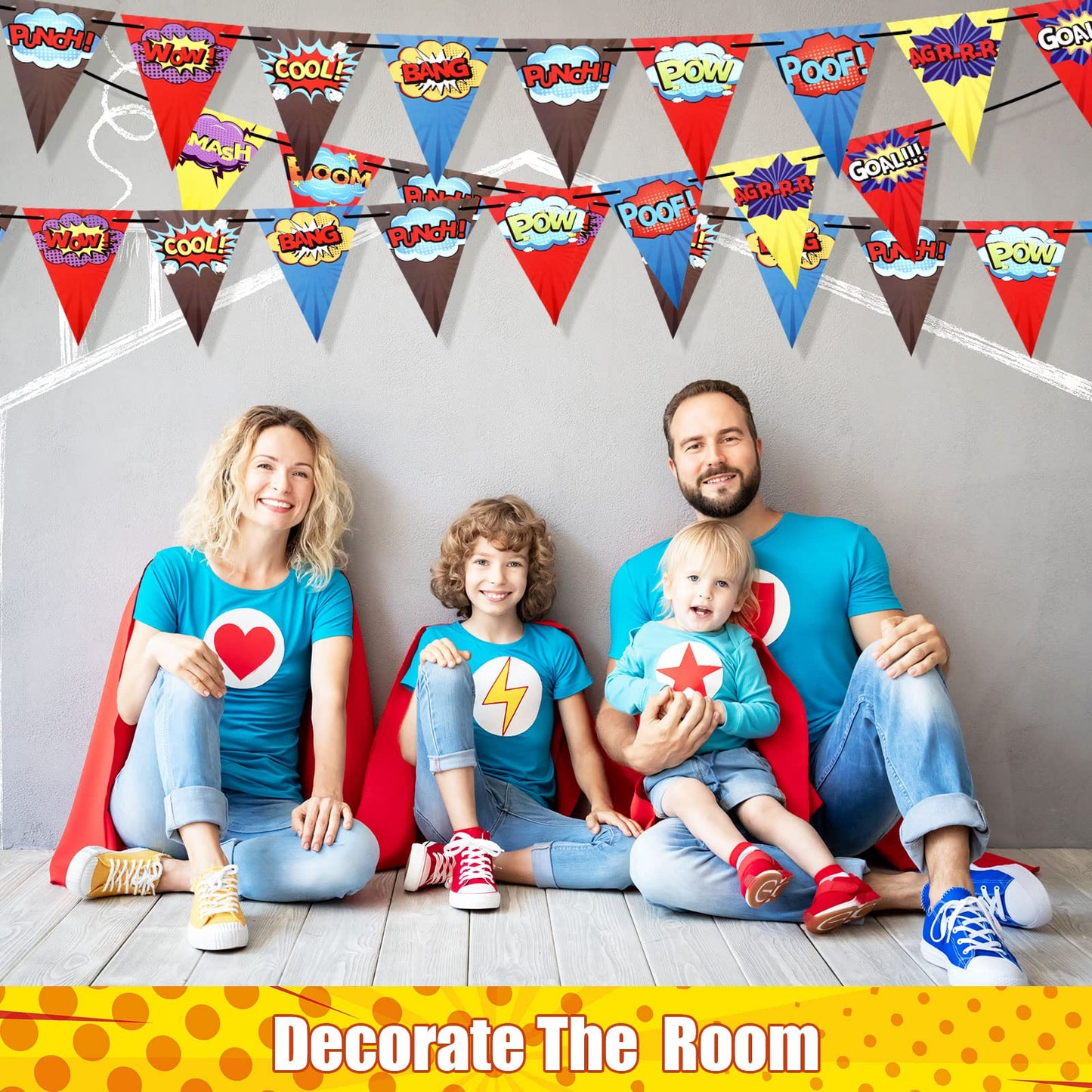 Breling Hero Birthday Party Banner Hero Birthday Party Decorations Hero Paper Pennant Banner Garland Decor for Kids Boys Birthda