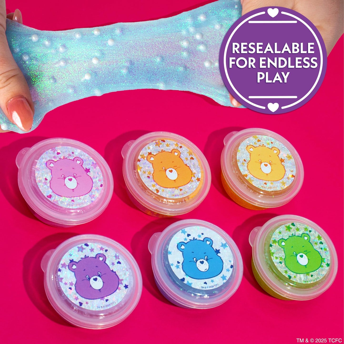 Care Bears Ultimate Slime Mix-Ins, 6-Pack Scented Slimes, Includes Cloud & Glitter Slime, Party Favors For Kids 8-12