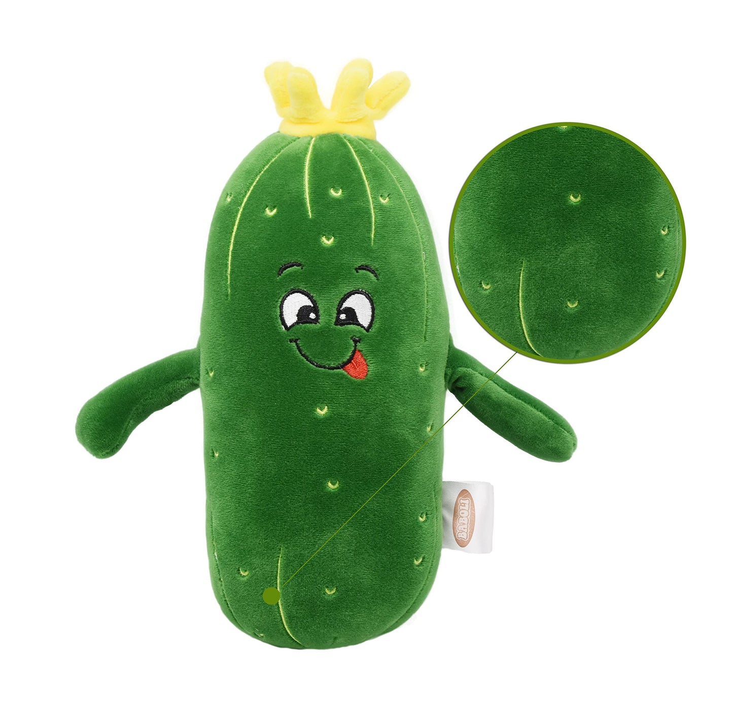 Baboli Adorable Pickle Stuffed Animal Cucumber Plush Plant With Smile Face And Yellow Corolla Pretty Cute Plushie Toy Gifts For Any Pickle Lover 9 Inches (Naughty-S)