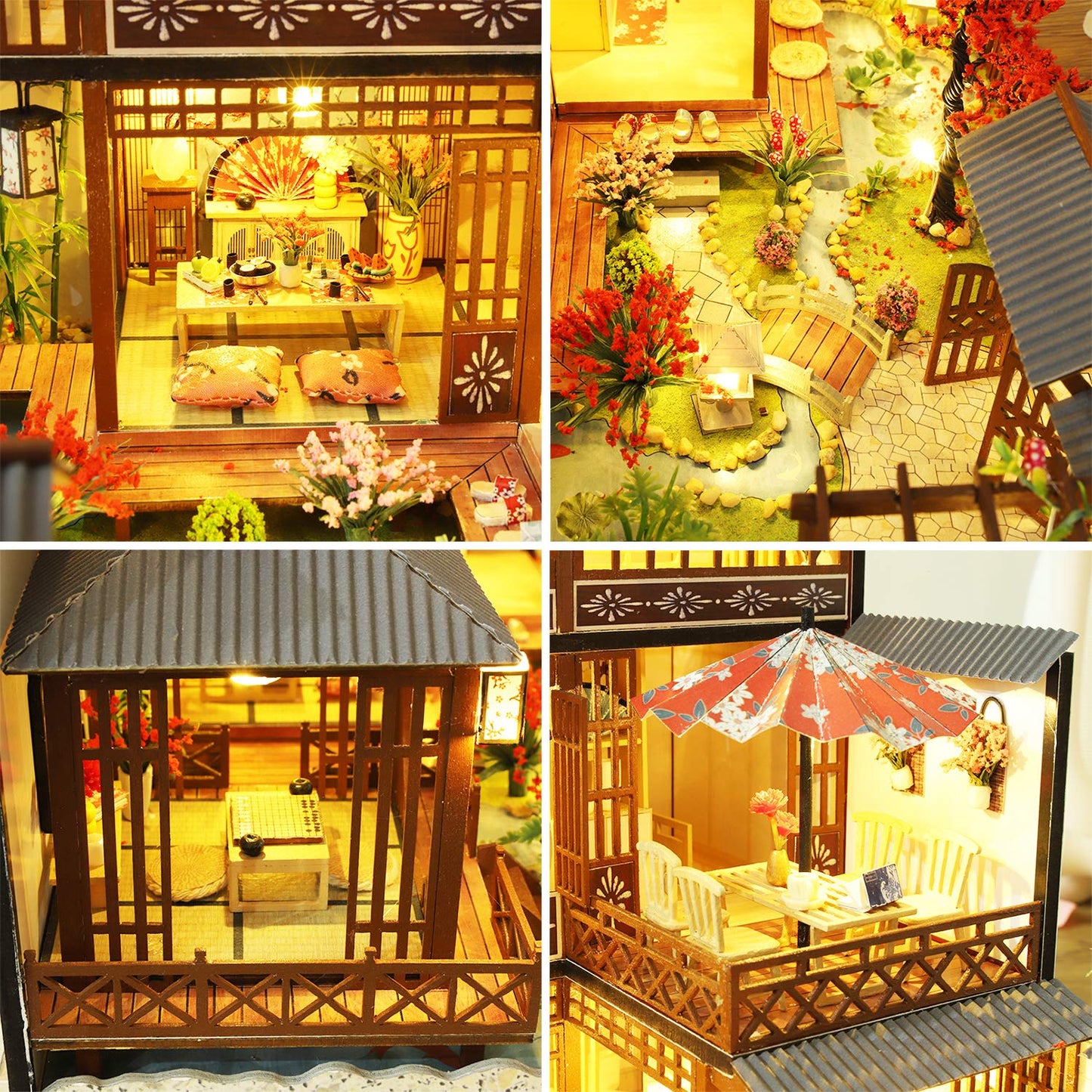 Spilay DIY Dollhouse Miniature with Wooden Furniture DIY Dollhouse Kit Big Japanese Courtyard Model with LED & Music Box 1:24 Scale Creative Room Gift Idea for mature-themed Friend Lover (Yaquan Courtyard)