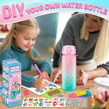 EDsportshouse Decorate Your Own Water Bottle Kits for Girls Age 4-6-8-10,Mermaid Painting Crafts,Fun Arts and Crafts Gifts Toys