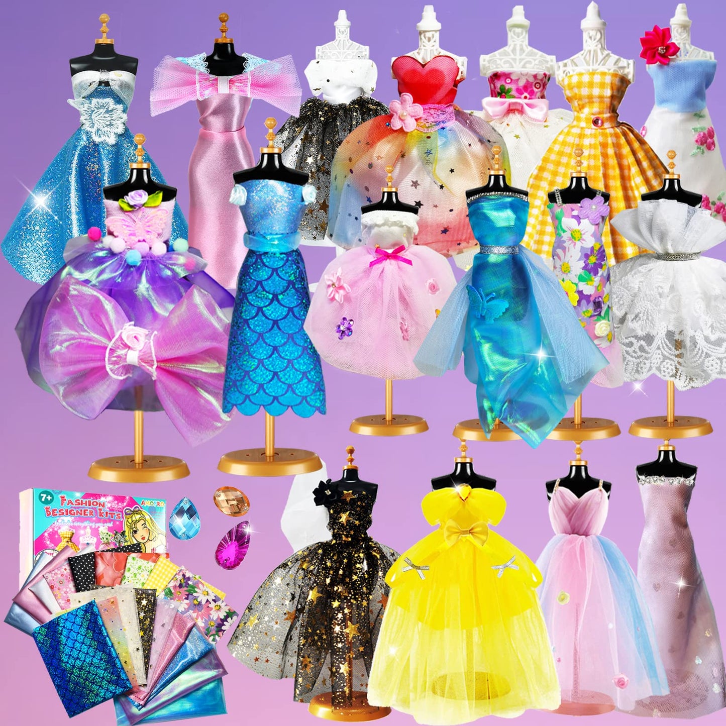 600Pc+ Fashion Designer Kits For Girls, Creativity Diy Arts & Crafts Toys Fashion Design Sketchbook With Mannequins, All In One