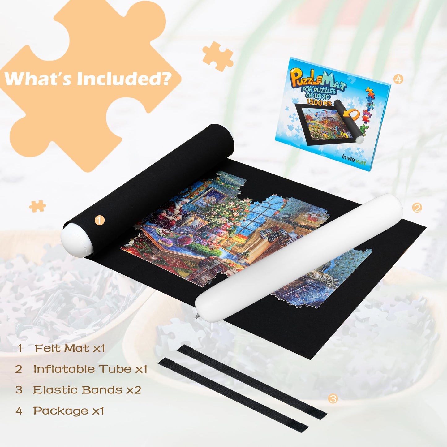 Lavievert Jigsaw Puzzle Mat Roll Up Portable Puzzle Board Puzzle Storage Puzzle Saver Environmental Friendly Material Store Jigsaw Puzzles Up to 1500 Pieces