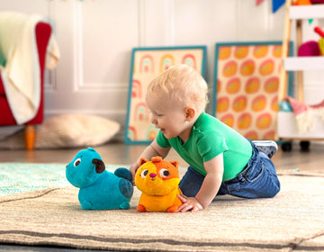 B. Toys - Plush Crawling Toy Dog - Interactive Plush Dog – Stuffed Animal – Washable Tummy Time Barking Plush Toy With Movement & Sounds- Toys For Babies, Toddlers – 1 Year +