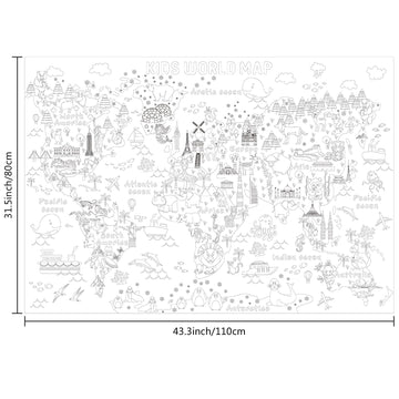 Outus Giant Coloring Poster/Tablecloth Jumbo World Map Large Coloring Book Huge Tablecloth Education Poster for Classroom Home B