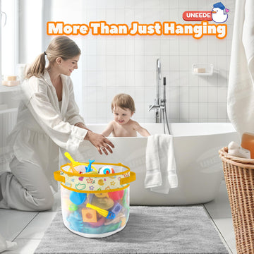 Uneede Duck Print Bath Toy Storage,4.15 Gallons Bathtub Toy Storage Organizer,Bath Toy Holder For Bathtub Organizer And Storage,