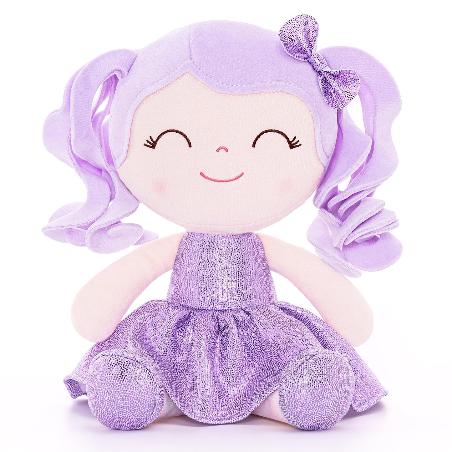 Gloveleya Baby Dolls Soft Snuggly Doll First Baby Girl Gifts Plush Doll With Sparkling Dress Purple 12Inches Pearlescent Series