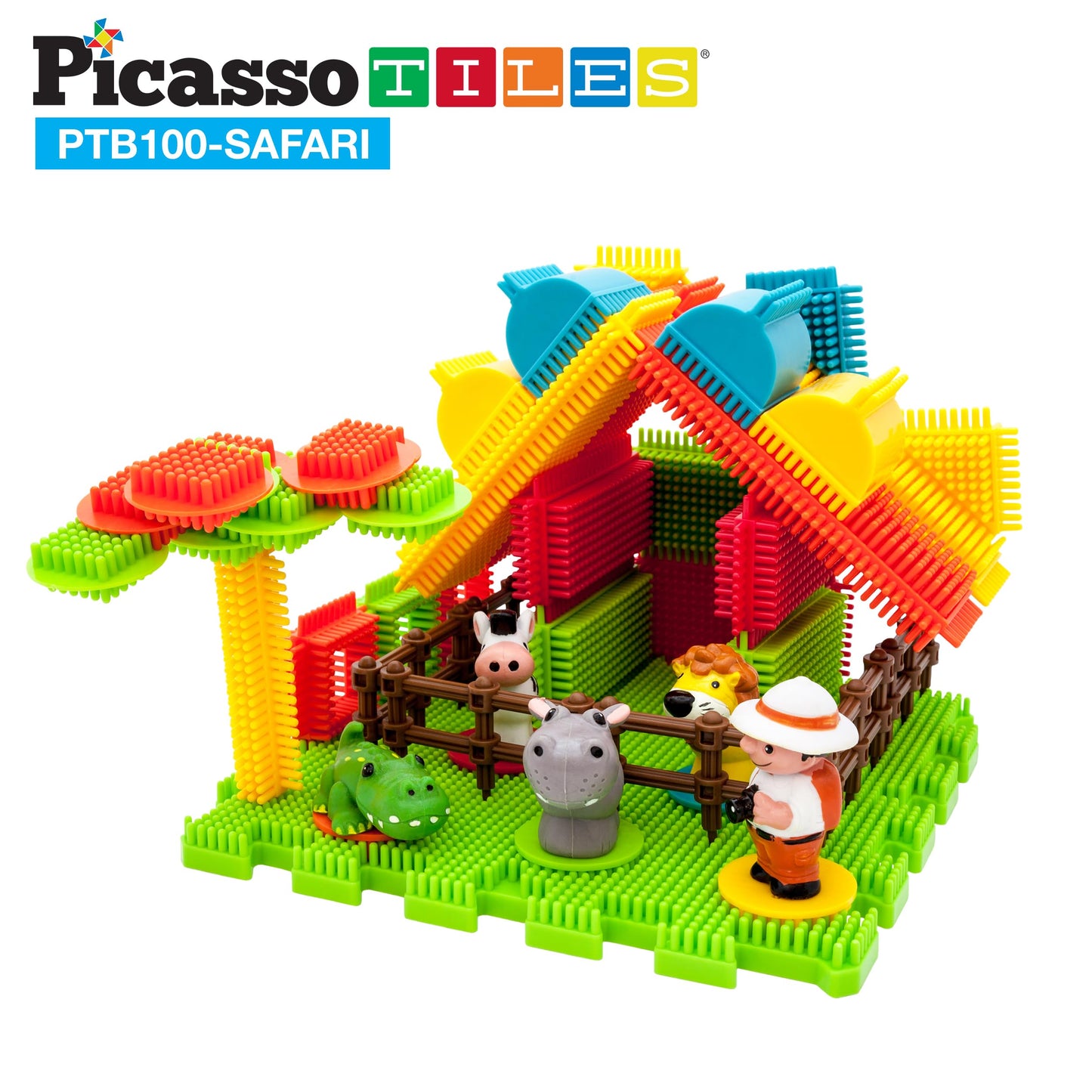 Picasso Toys Ptb100 100Pcs Hedgehog Block 3D Building Blocks Tiles Safari Theme Set Learning Playset Stem Toy Set Educational Ki