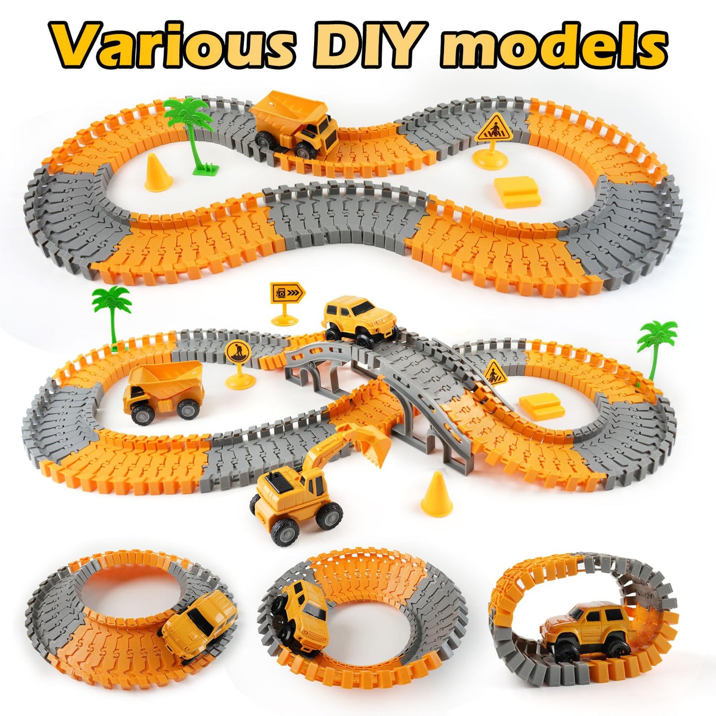 Insfun Race Tracks Toys For Kids Ages 3-5 - Best Birthday Gifts For 3 4 5 6 7 Year Old Boys, 220+ Pcs Playset With 4 Constructio