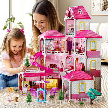 Villa Girls Toys For Kids Ages 3 4 5 6 7-12 Rooms Indoor Toys With 2 Dolls Toy, Pretend Plays Toy With Accessories And Furniture