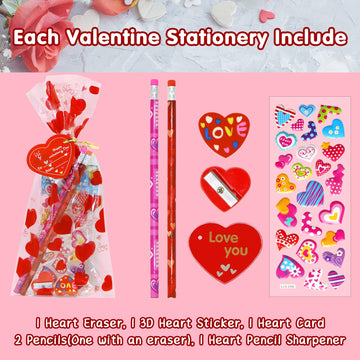 Tuzuaol 28 Pack Valentines Day Gift for Kids Classroom School with Valentine Day Stationery for School Classmates Exchange Gift,