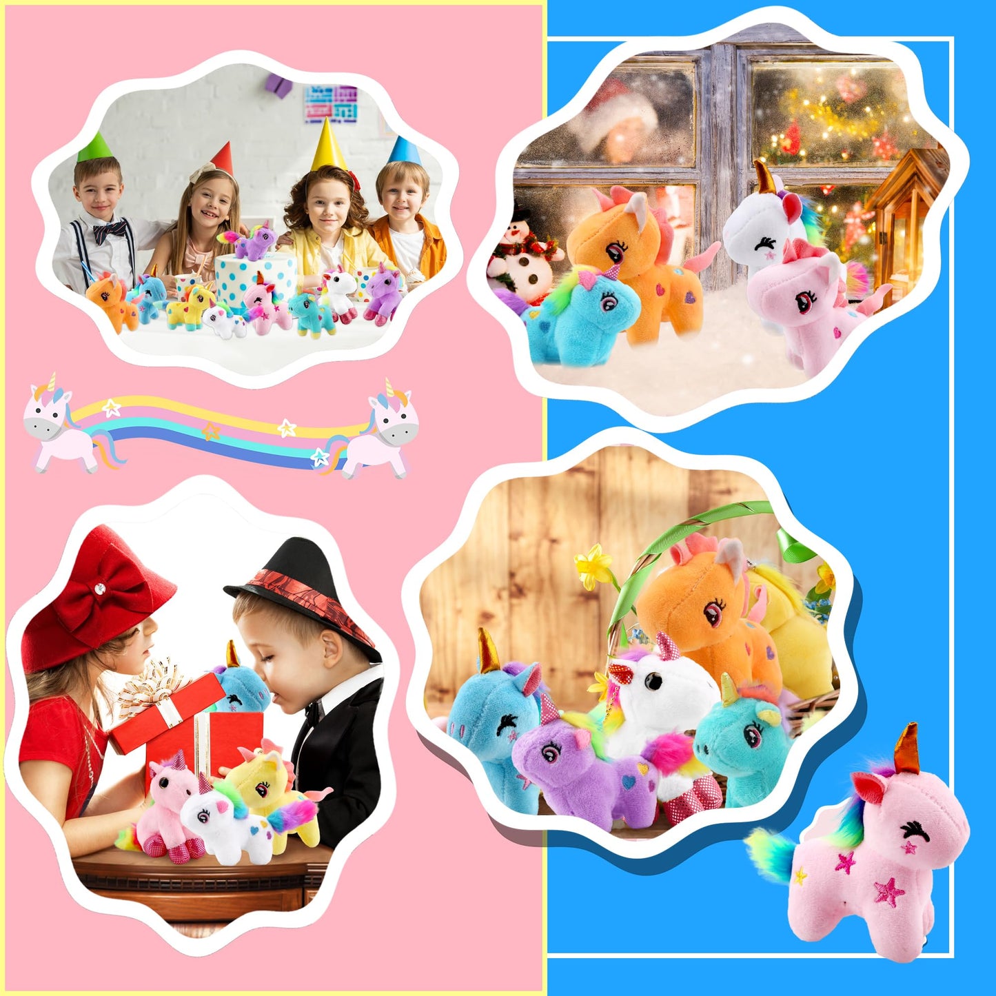 20 Pack Mini Stuffed Unicorn Animal Toys Small Plush Unicorn Bulk Rainbow Stuffed Unicorn Keychain For Christmas Easter Wedding