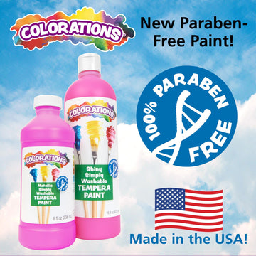 Colorations Paraben-Free Metallic Simply Washable Tempera Paint- Set Of 6, 8 Oz. Each