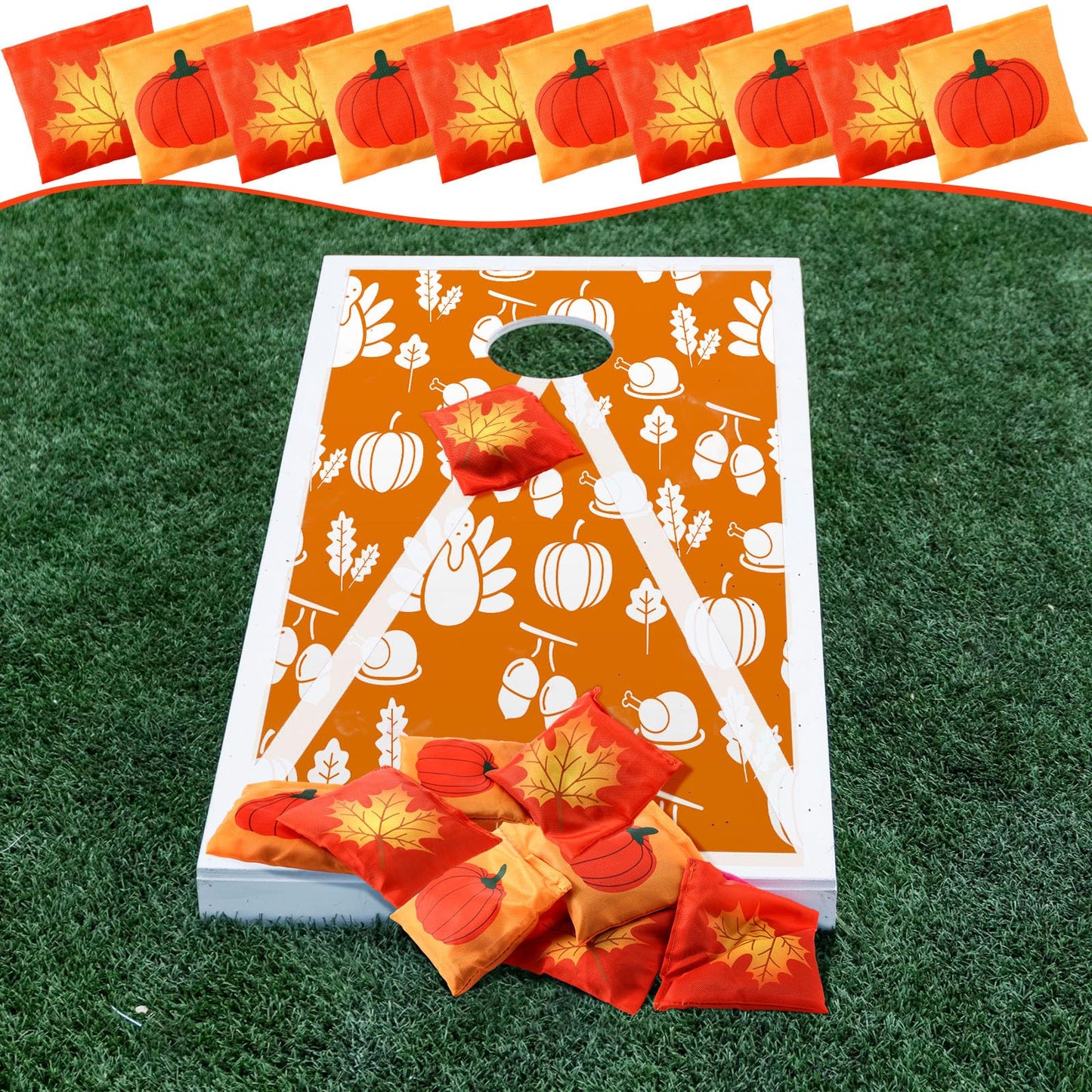 Ceenna 12 Pcs Thanksgiving Bean Bags Halloween Pumpkin Cornhole Game Bags For Tossing Christmas Game Bean Bags Corn Hole Beans B