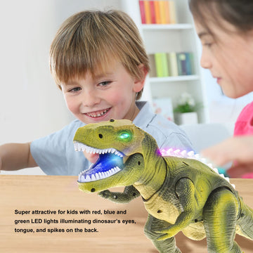 Powertrc Remote Control Dinosaur T-Rex Toy For Kids | Realistic Prehistoric Sounds | Dinosaur Robot Toy Lights Up And Roars | Walking Rc T-Rex Robot Toy (Green)