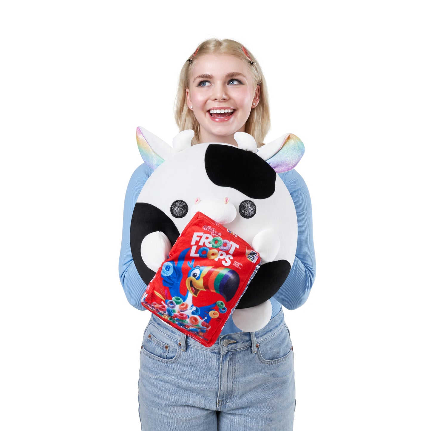 Snackles (Froot Loops) Cow Super Sized 14 Inch Plush By Zuru, Ultra Soft Plush, Collectible Plush With Real Licensed Brands, Stuffed Animal