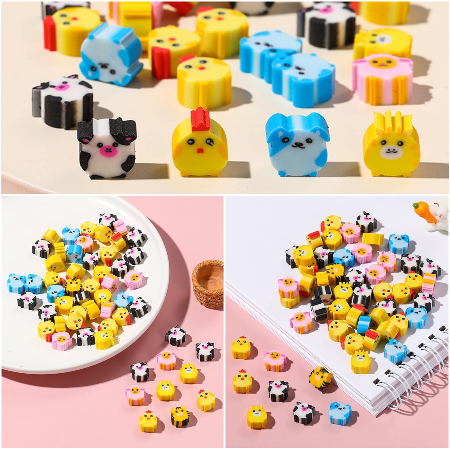 300 Pieces Animal Mini Erasers For Kids, Assortment Novelty Pencil Erasers Bulk For Students Party Favor Home School Work Classr