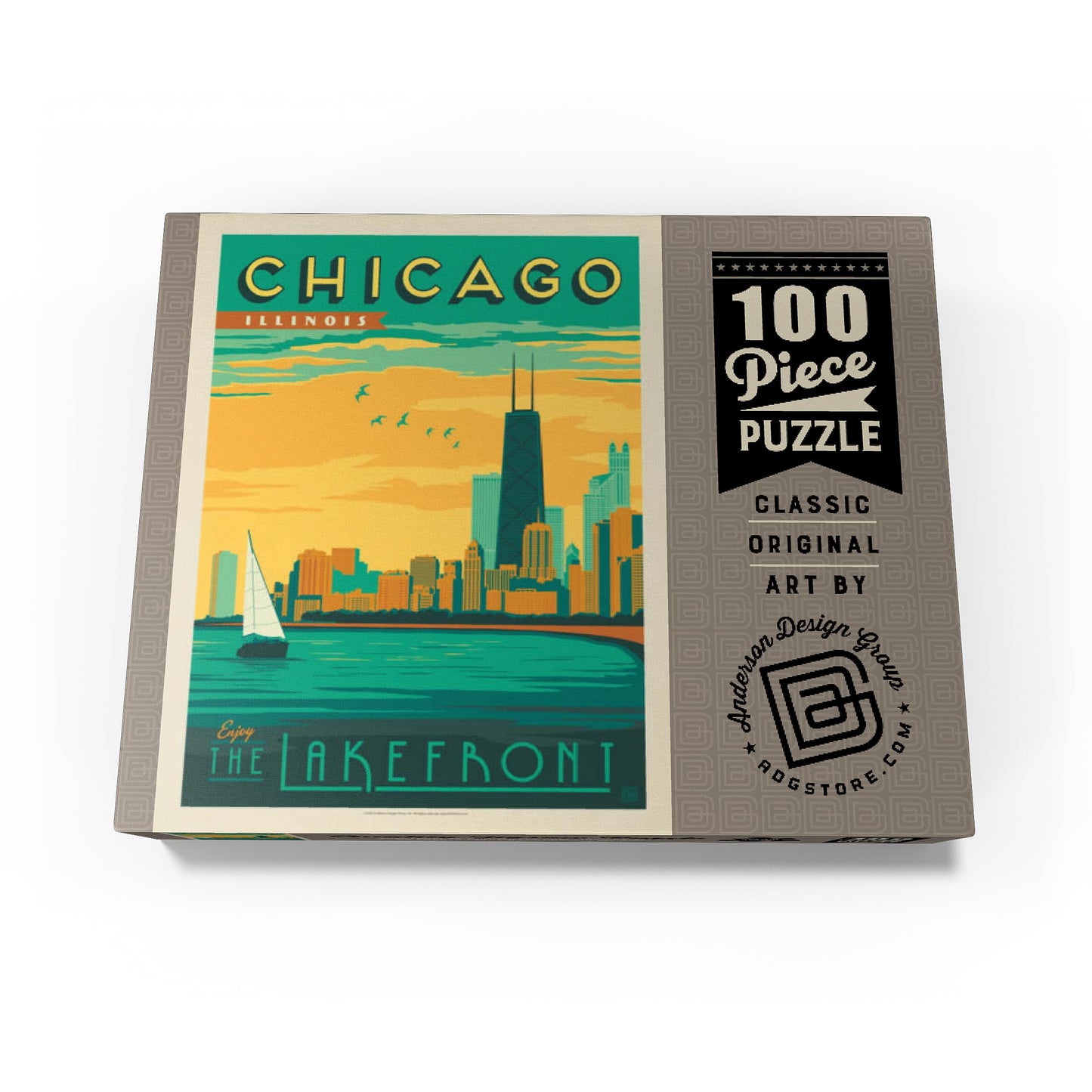 Mypuzzle Chicago: Lakefront, Vintage Poster - Premium 100 Piece Jigsaw Puzzle For Adults