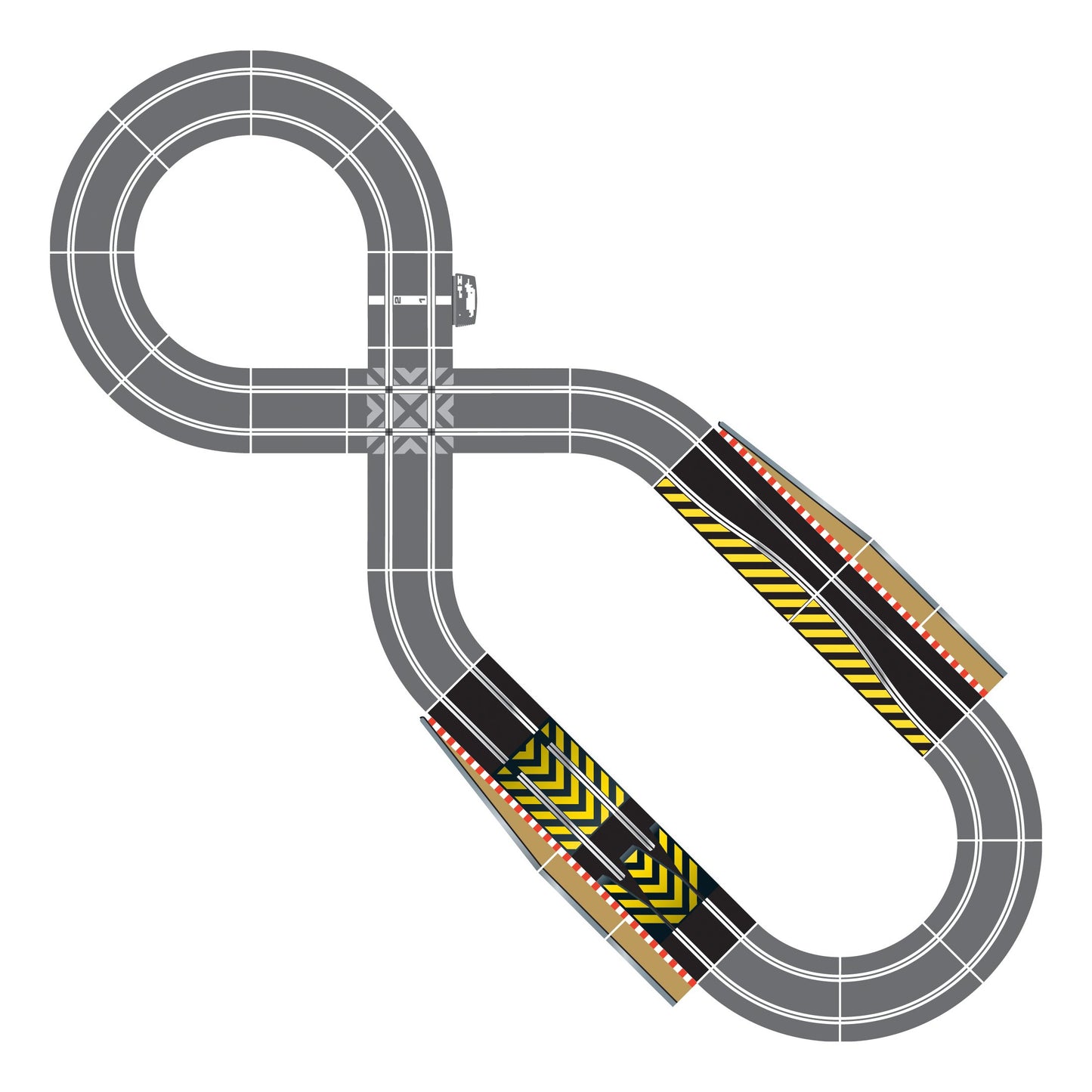 Scalextric C8511 Track Extension Pack - 1X Leap (Ramp Up And Ramp Down) 2 Straight 2 Side Swipes Borders Barriers