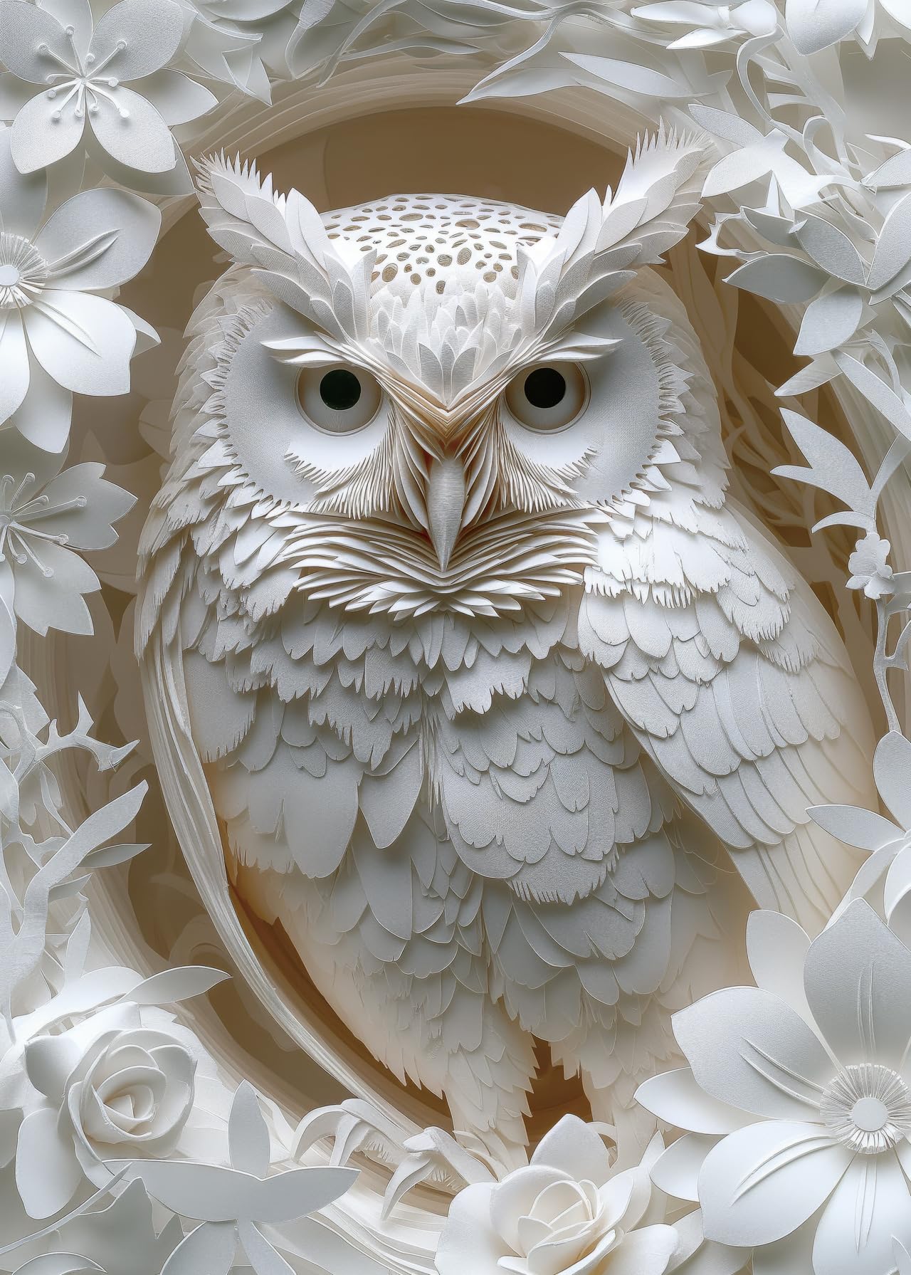 3D Owl Puzzles Paper Cut Art Puzzle 1000 Pieces For Adults, White Bird Jigsaw Puzzle Jungle Animal, Challenging Puzzles Hard Puzzle For Family Decorations