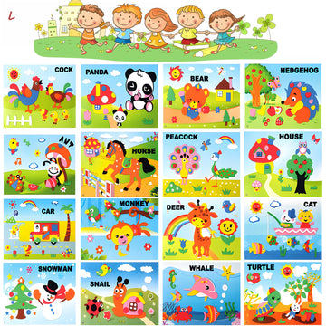 Cgq #L Style 11.5'' X 8.2'' Large16Pcs 3D Eva Foam Sticker Puzzle Game Diy Cartoon Animal Learning Education Toys For Children.