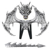 Alodidae Dragon Costumes Set Devil Wings Demon Tail Dino Mask For Halloween Masquerade Party Cosplay (Silver)