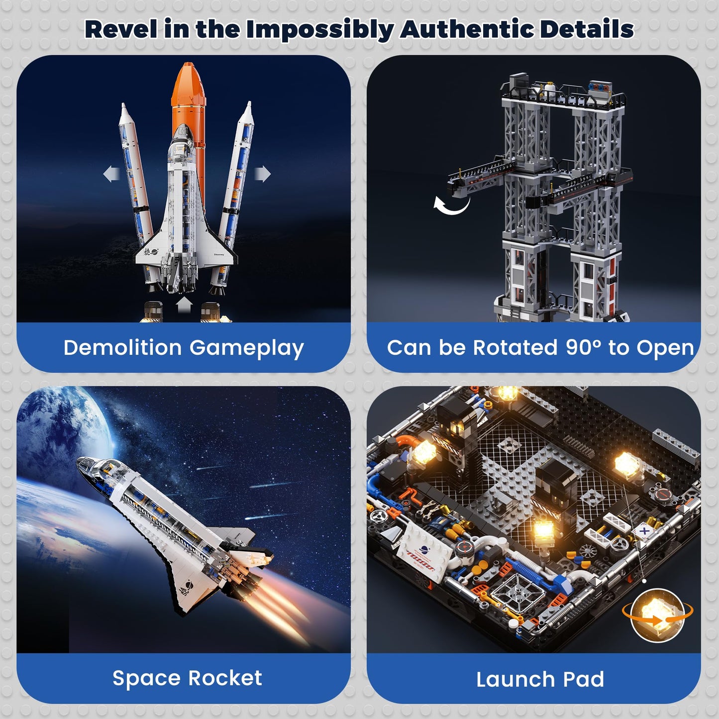 Super Space Shuttle Building Blocks Set 2226 Pieces, Extra Large Size 19.6 Height Spaceplane, Expedition Collectible Shuttlecraf