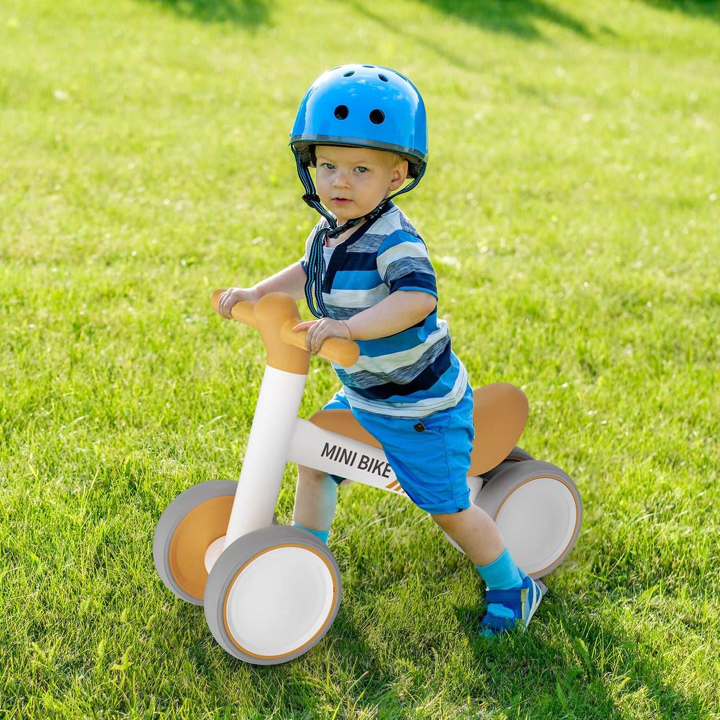 67i Baby Balance Bike for 1 Year Old, Toddler Balance Bike with 4 Wheels for Boys Girls, Baby Toys Gifts for 12-24 Month (White
