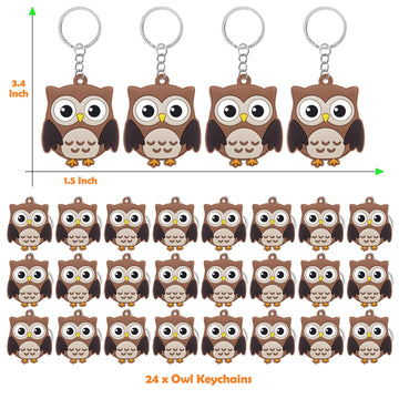 CiciBear 24 Pack Owl Keychains Party Decoration for Guests, Forest Themed Party, Owl Party,Jungle Safari Wild Woodland Baby Show