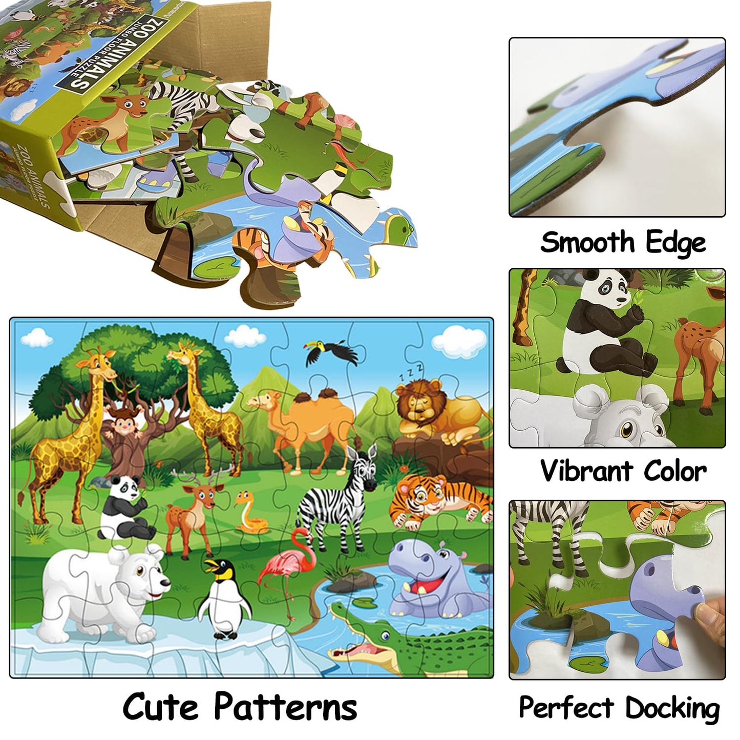 Jumbo Floor Puzzle For Kids, Large Jigsaw Puzzles 35 Piece For Kids Ages 3-5,Preschool Learning & Education Toys, Gifts For 4-8